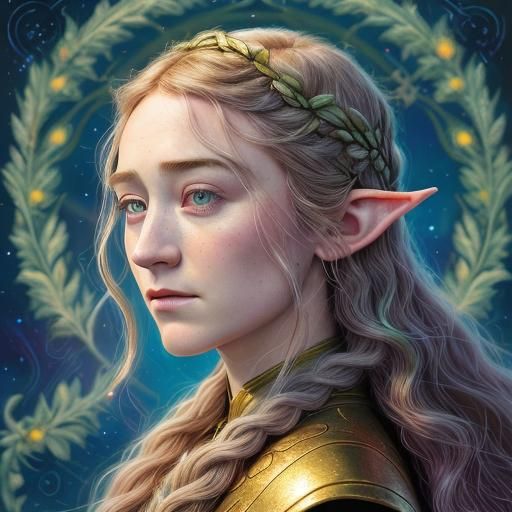 Fantasy Elf Portrait in Comic Book Illustration Style