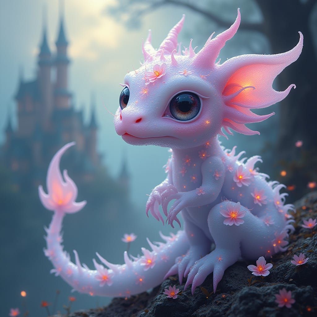 Whimsical, Iridescent Dragon in Soft Pastel Hues