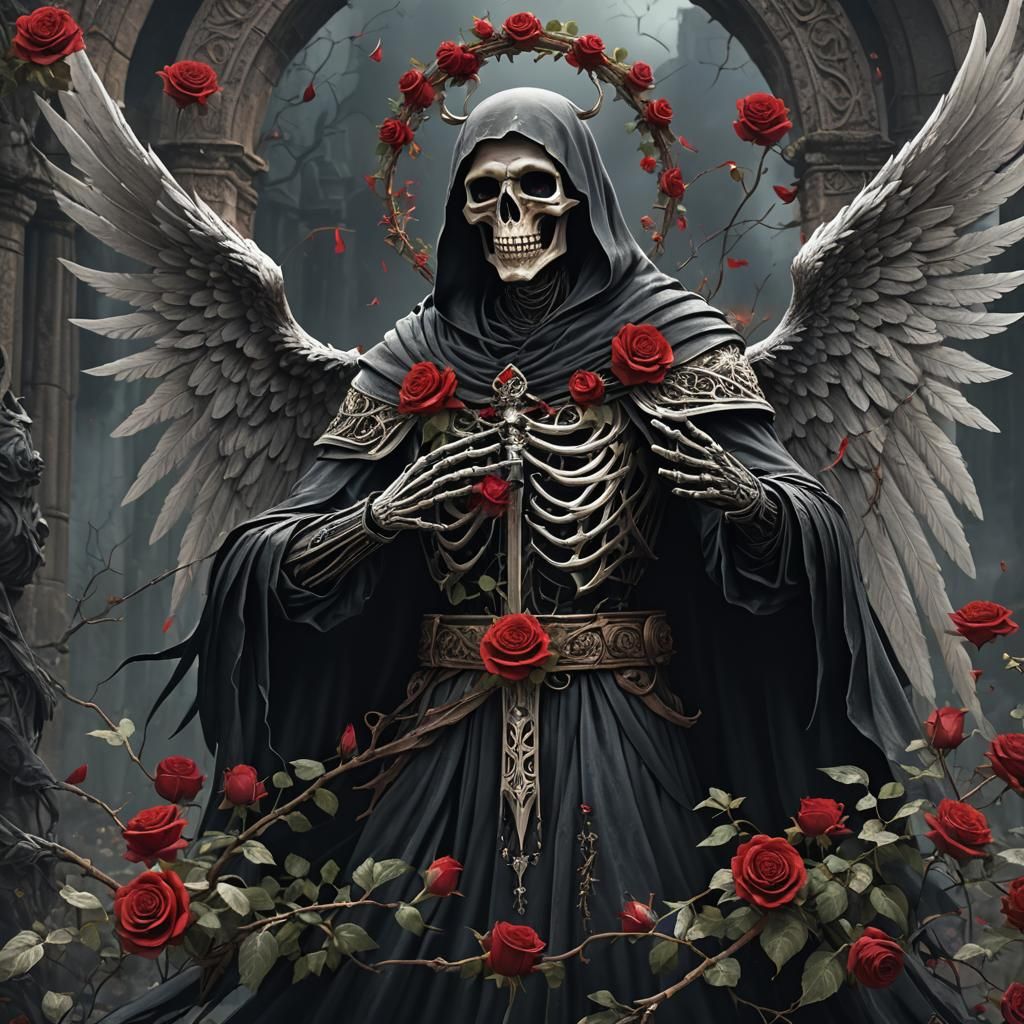 Grim Reaper as Angel with Rose Crown
