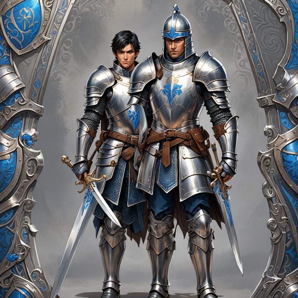 Brave Knight in Shining Armor with Blue Crest