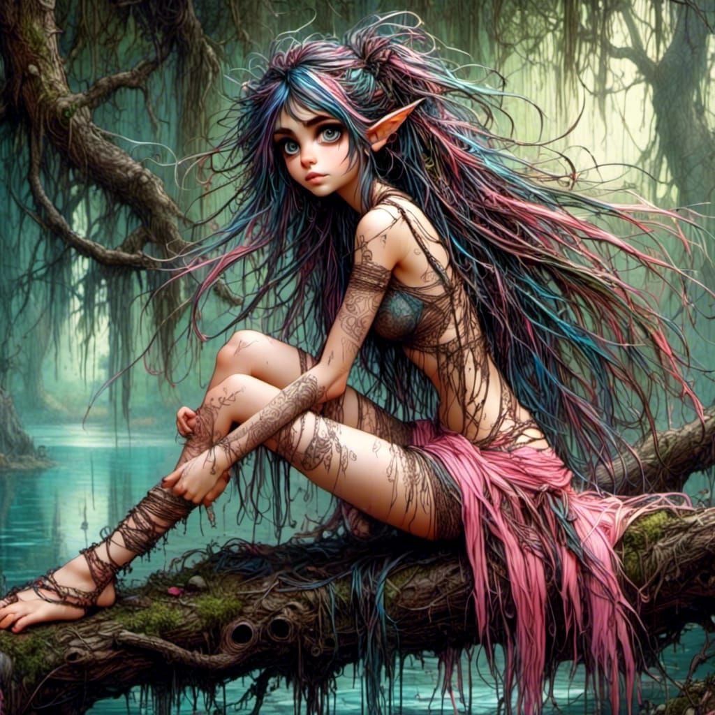 Beautiful Woman in Forest: Cinematic Matte Painting