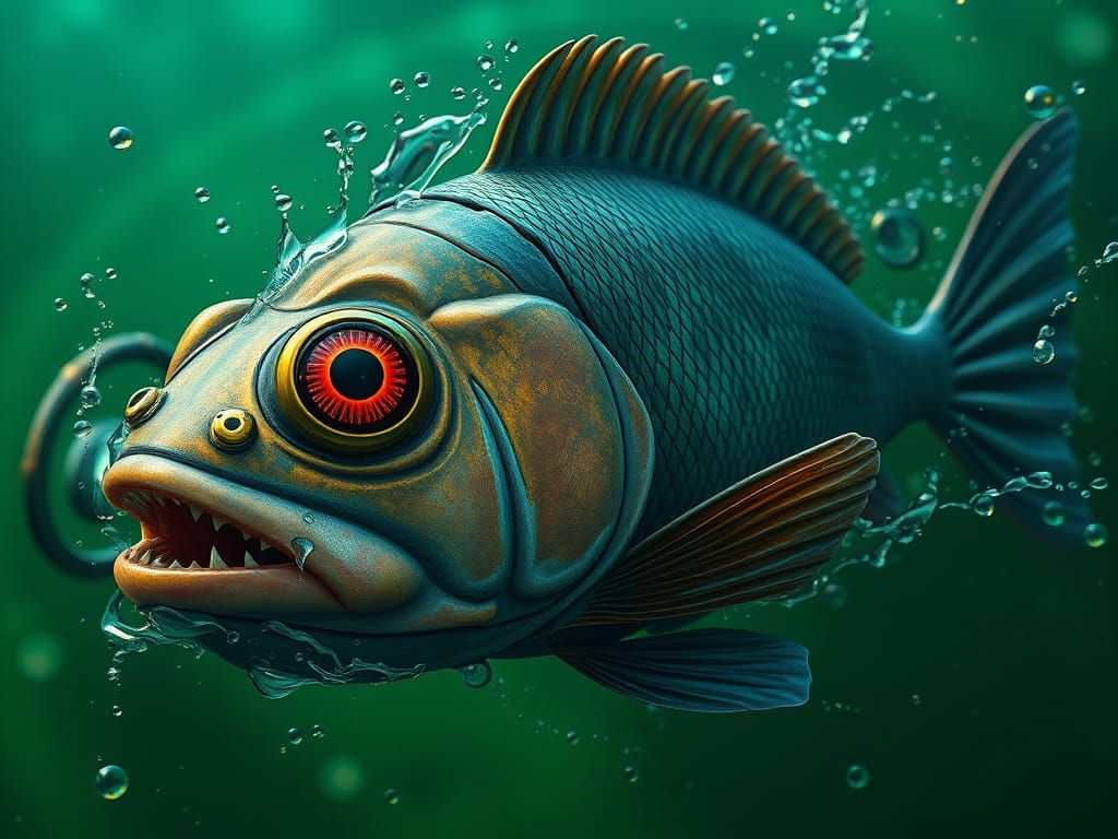Fantastical Three-Eyed Fish in Emerald Depths