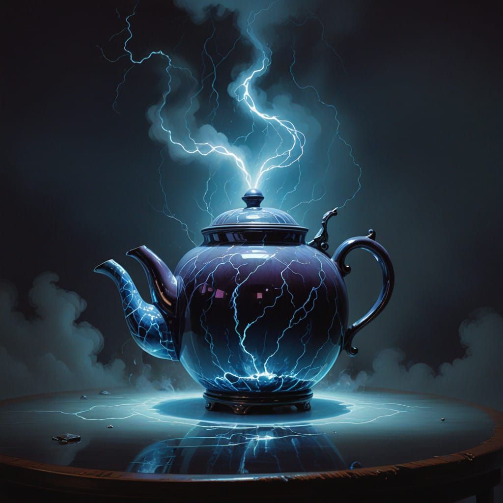 Majestic Stormy Teapot in Hyperrealistic Style