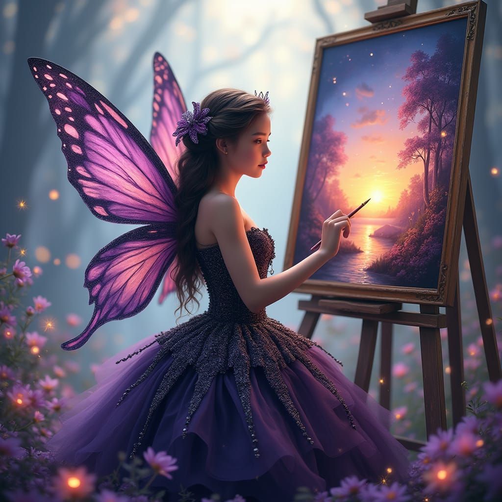 Enchanted Whimsy Fairy Creates Magical Landscape