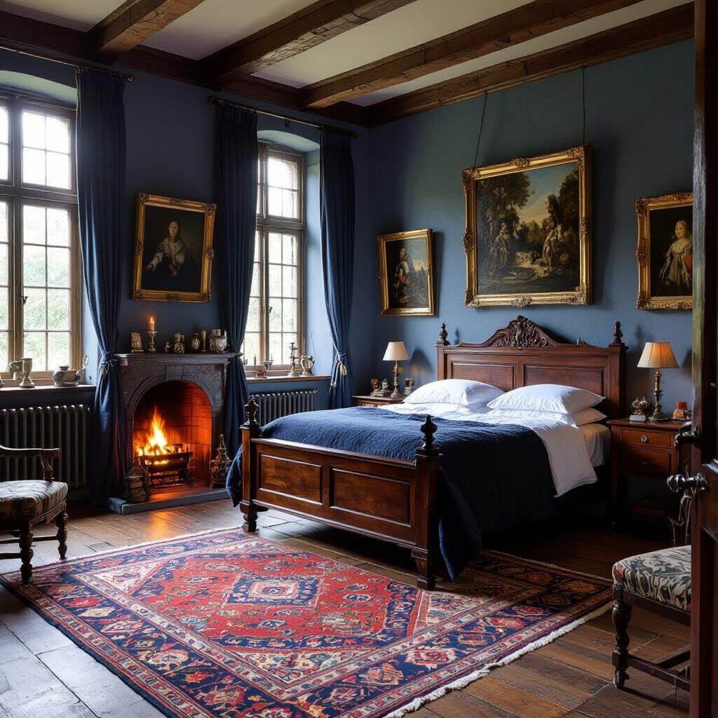 Elegant Medieval Bedchamber with Four-Poster Bed