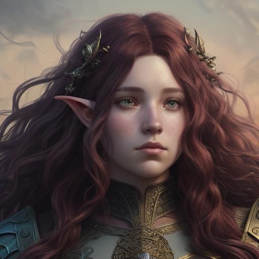 Fantasy Elf Portrait in Dark Fantasy Style