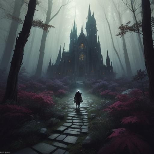 Eerie Forest Elf in Dark Fantasy Style