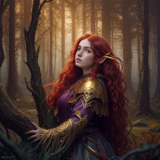 Enchanting Plus-Size Elf in Mystical Forest