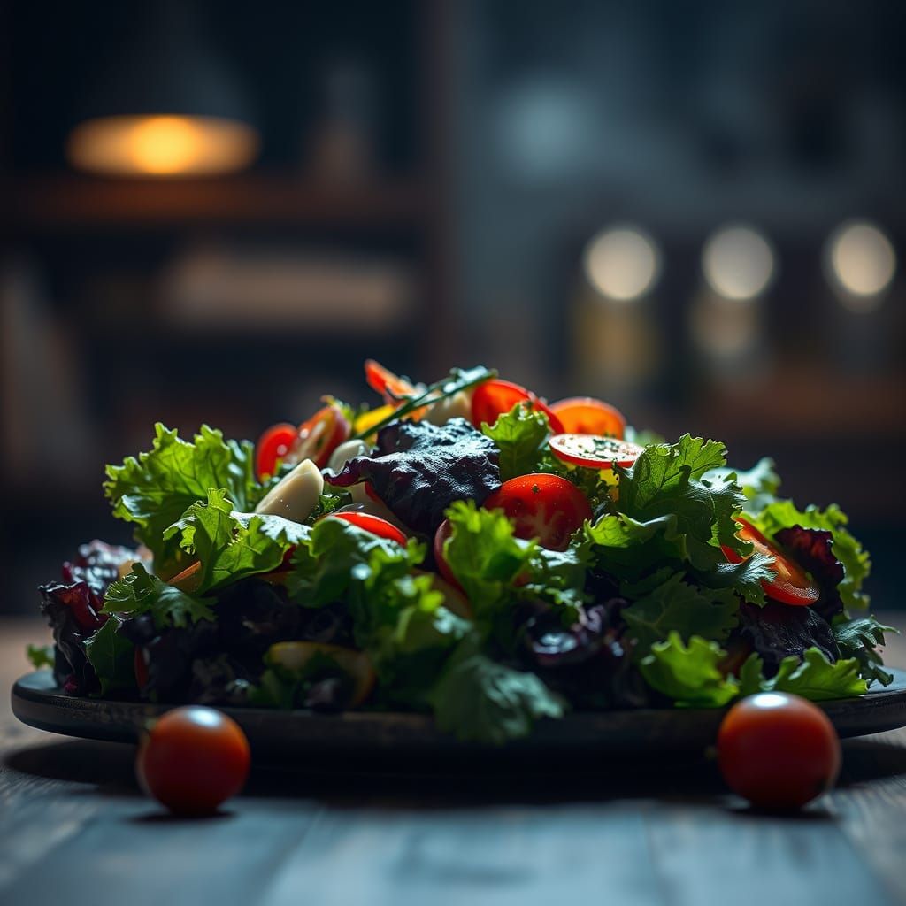 Hyperrealistic Still Life of a Fresh Salad