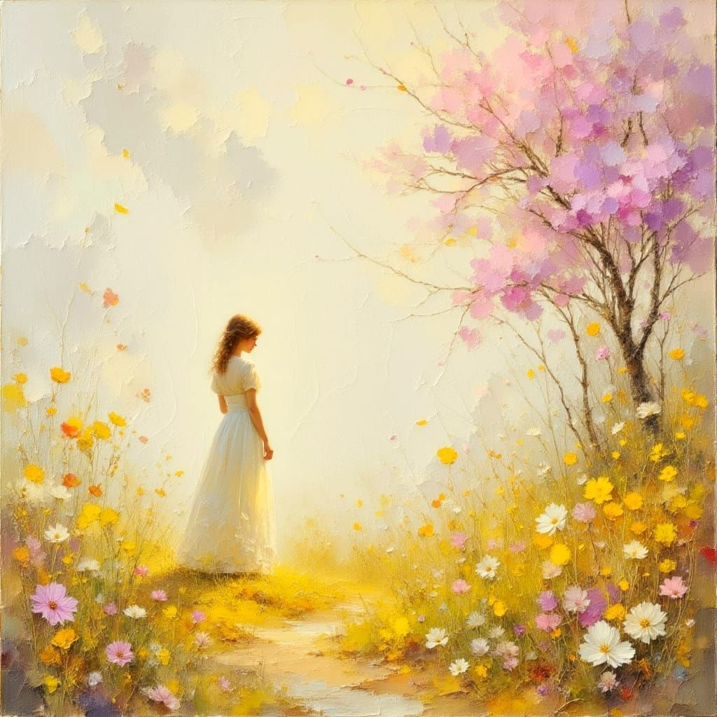 Peaceful Impasto Landscape with Pastel Colors