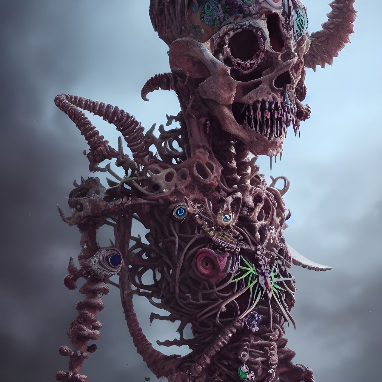 Ominous Bone Voodoo Doll in Digital Eldritch Art