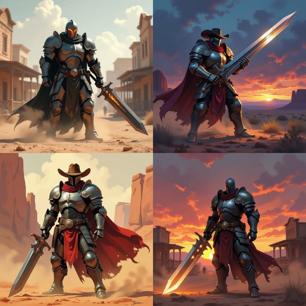 Warforged Cowboy with Greatsword in D&D Style