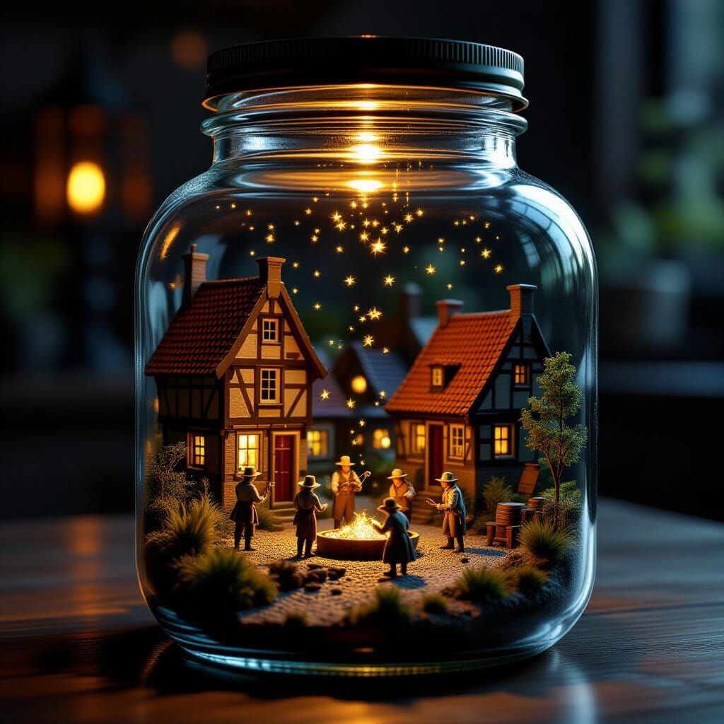 Miniature 17th Century Dutch Township in a Jar