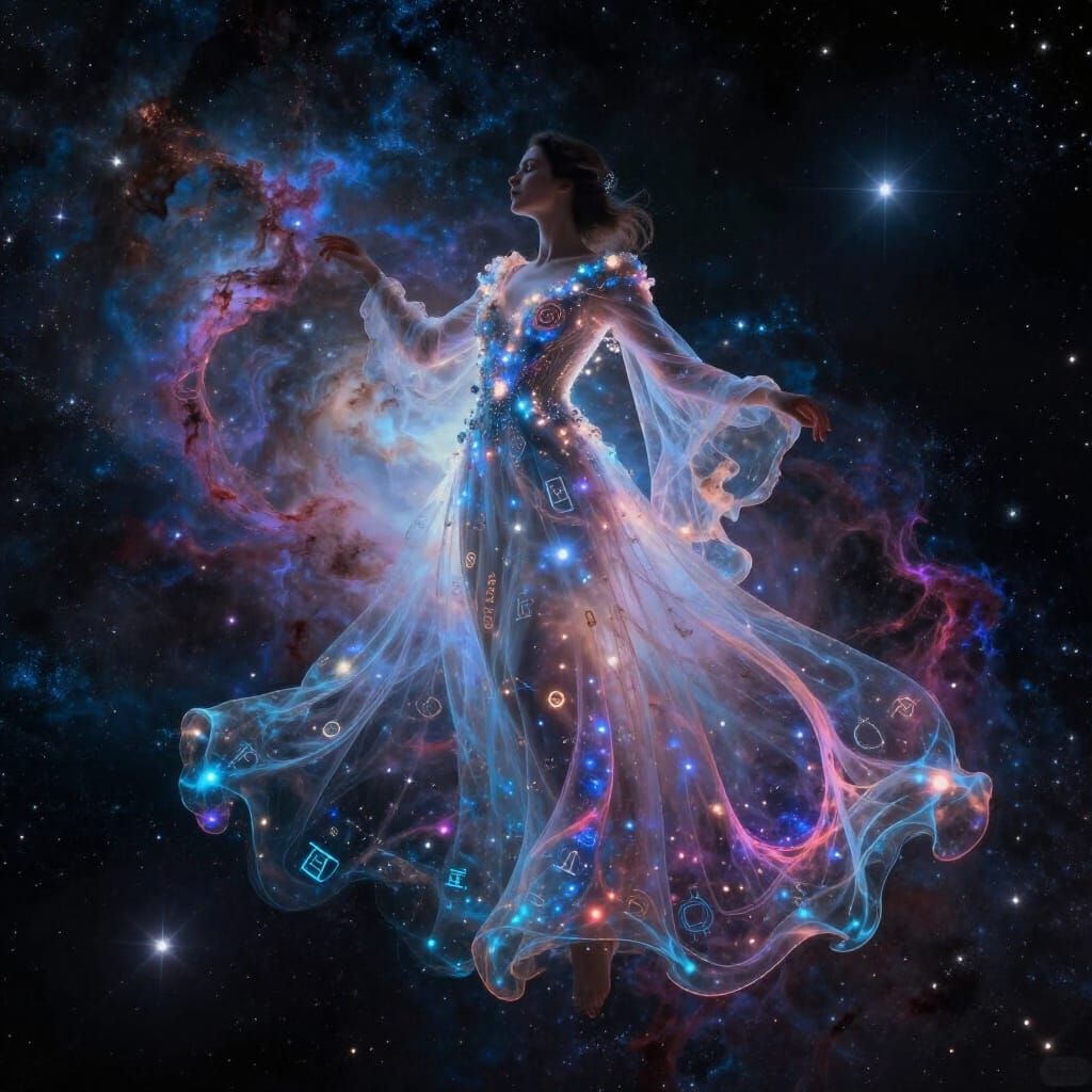 Celestial Gown in Deep Space: Cosmic Surrealism