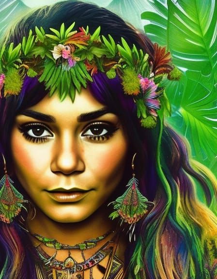 Goddess Portrait with Aztec Temple Backdrop