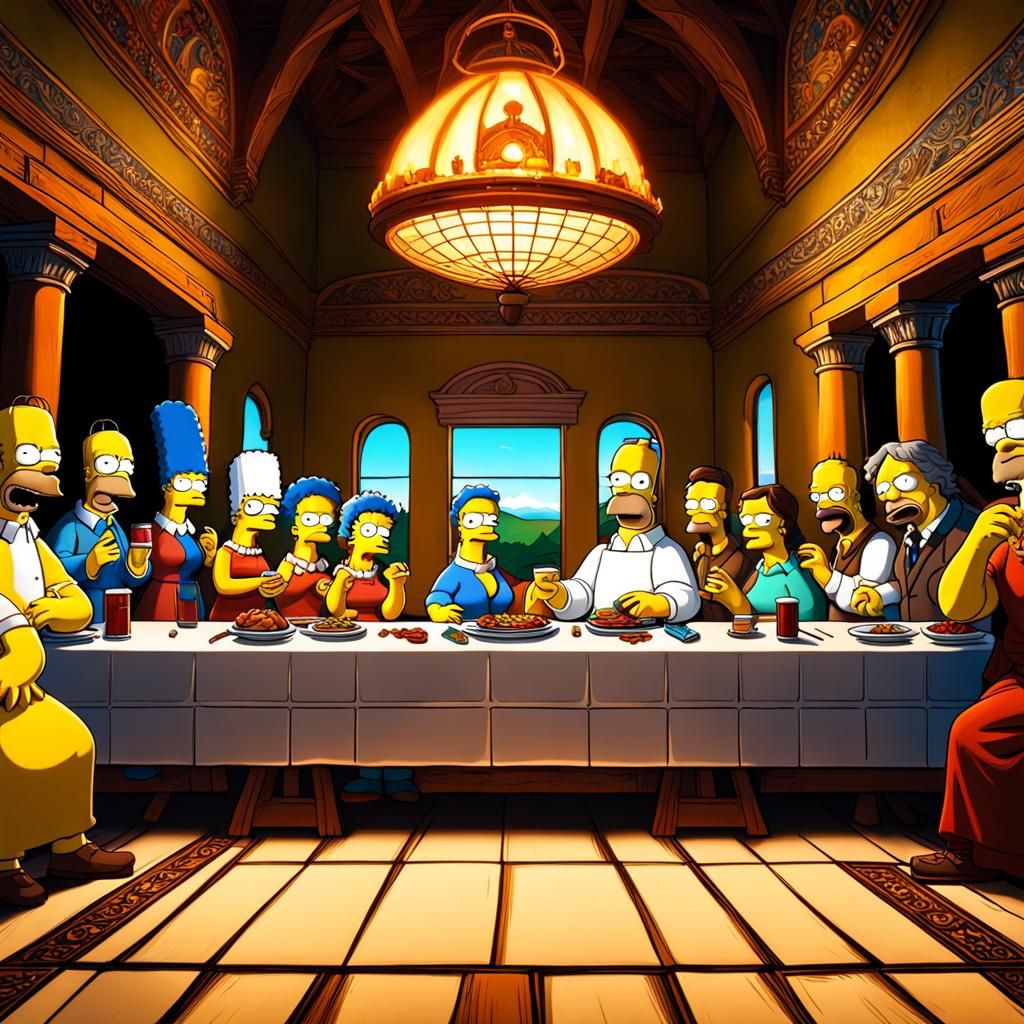 Simpsons Recreate The Last Supper in Hyperreal HDR