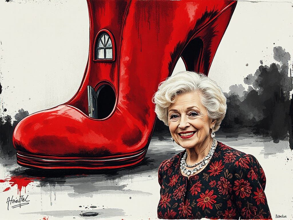 Giant Stiletto House Illustration in Francis Bacon Style