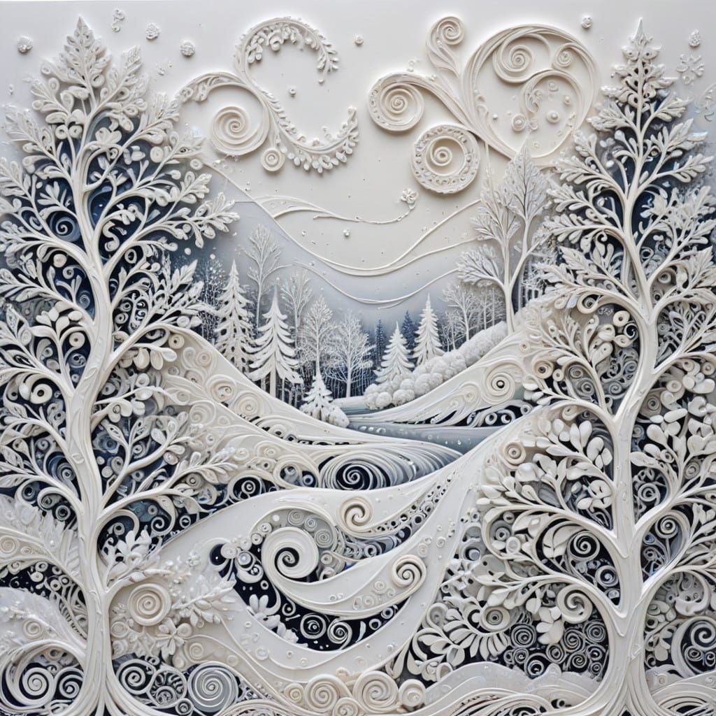 Whimsical Winter Zentangle in Abstract Style