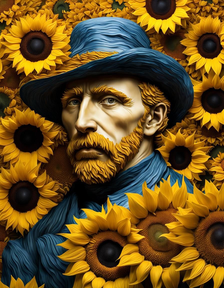 Sunflower Van Gogh Sculpture in Arcimboldo Style