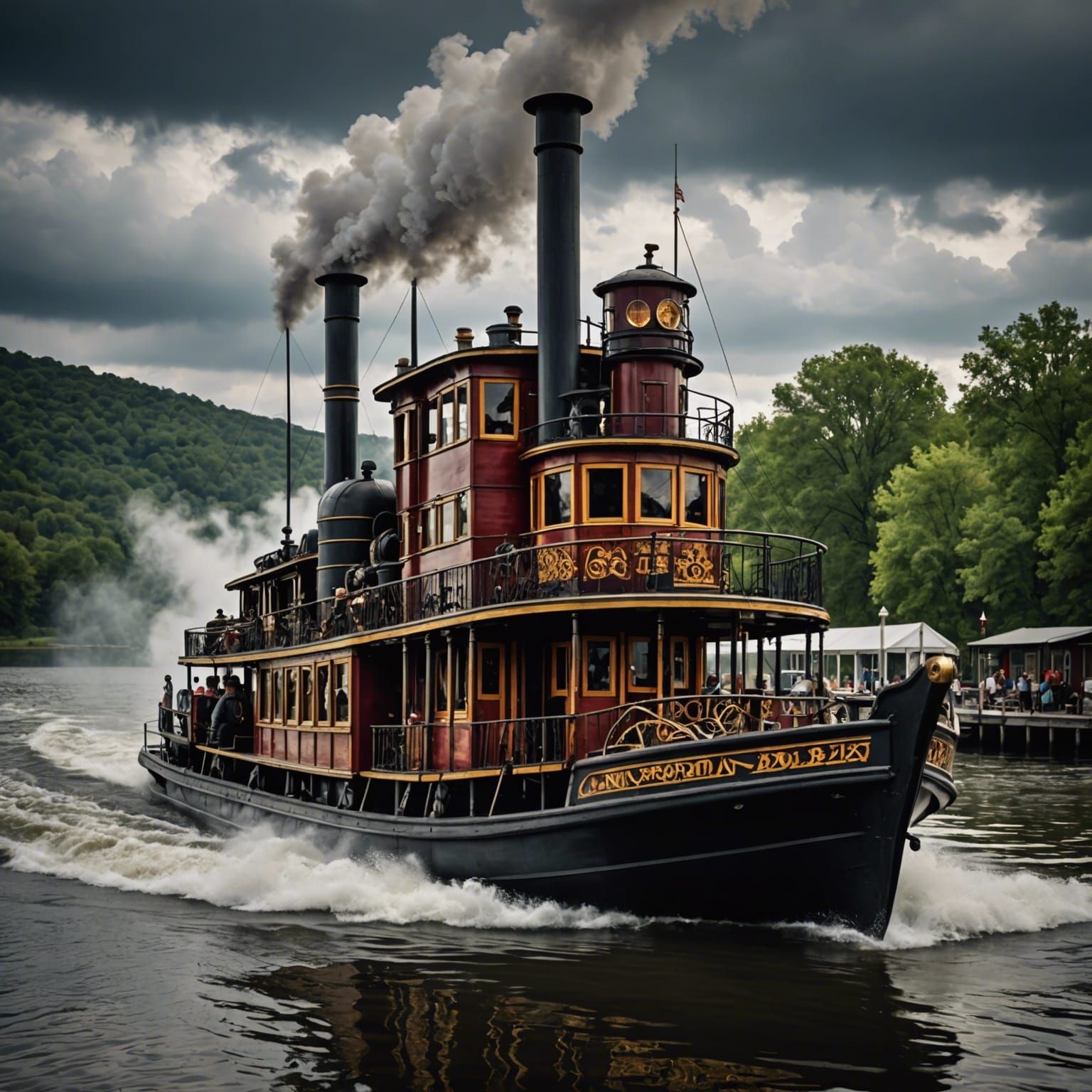 Hyperrealistic Steam-Powered Paddleboat at High Resolution