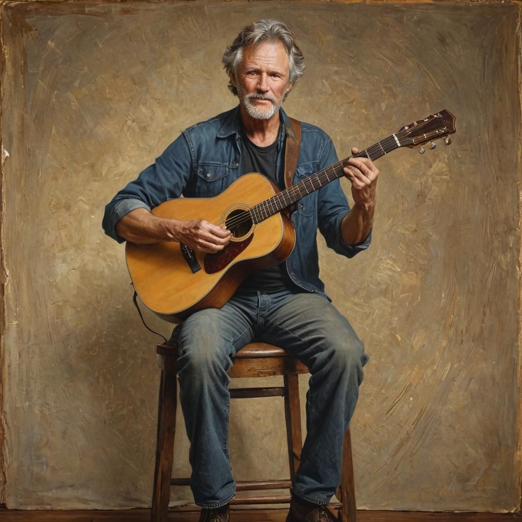 Kris Kristofferson a man and his music art in the style of N...