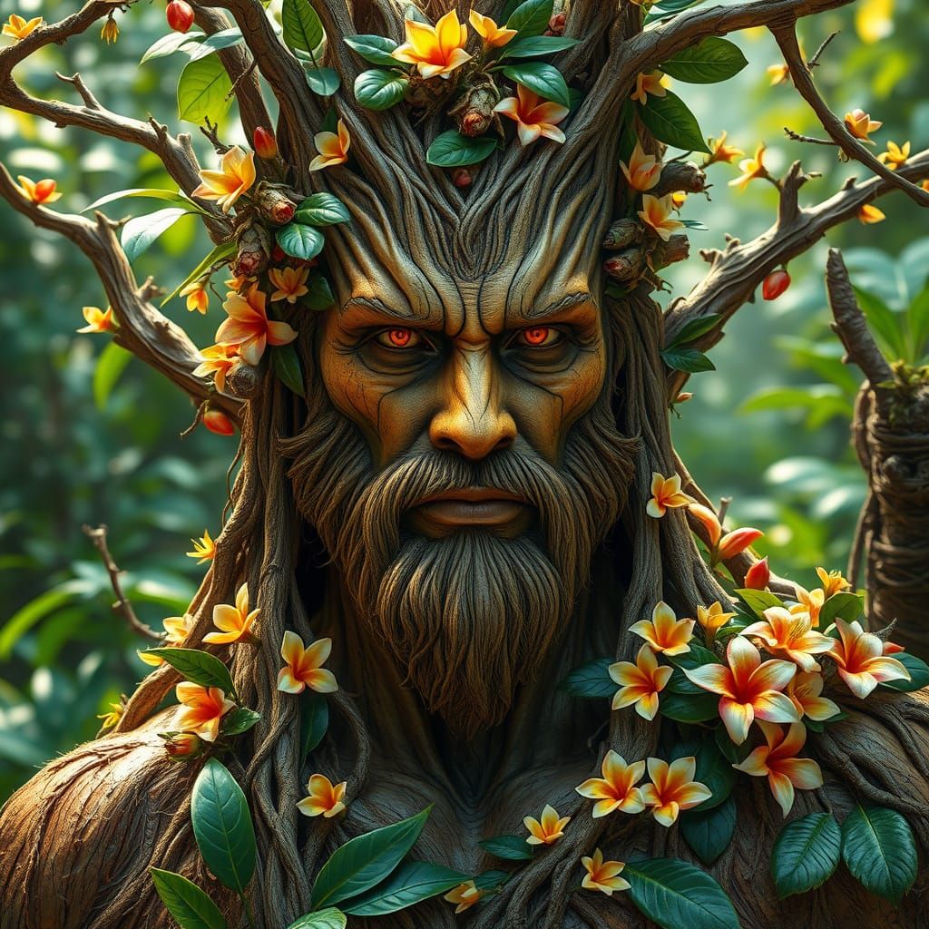 Earth God in Lush Tropical Paradise