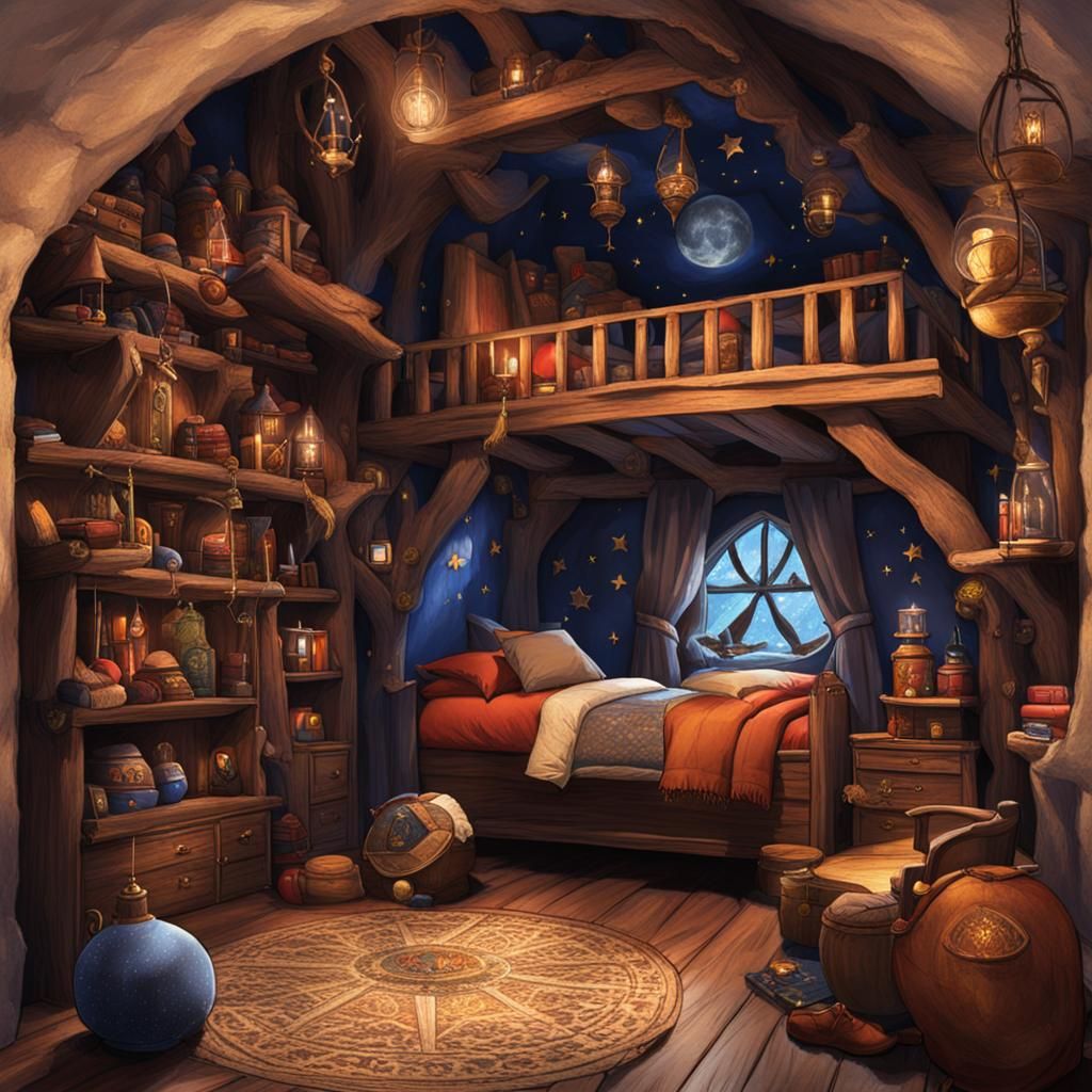 A Wizard's Bedroom Generated by AI