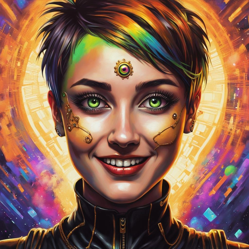 Steampunk Goddess with Cybernetic Eyes