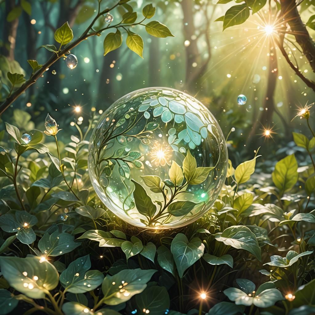 Glowing Magic Orb in Whimsical Fantasy Illustration