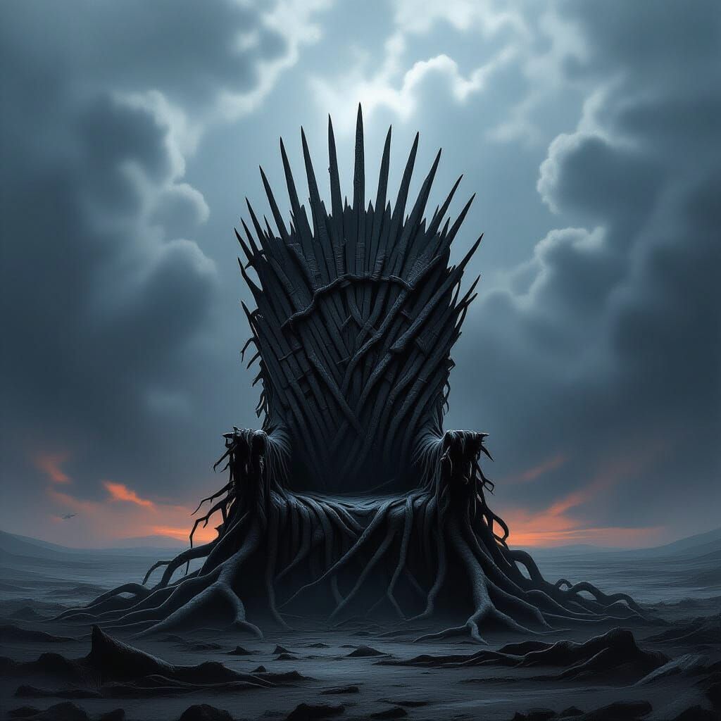 Iron Throne in Dark Fantasy Wasteland