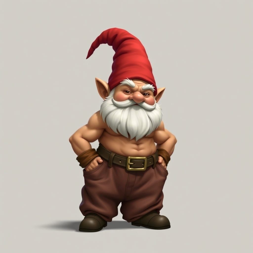 Pumped-Up Gnome in Baggy Pants