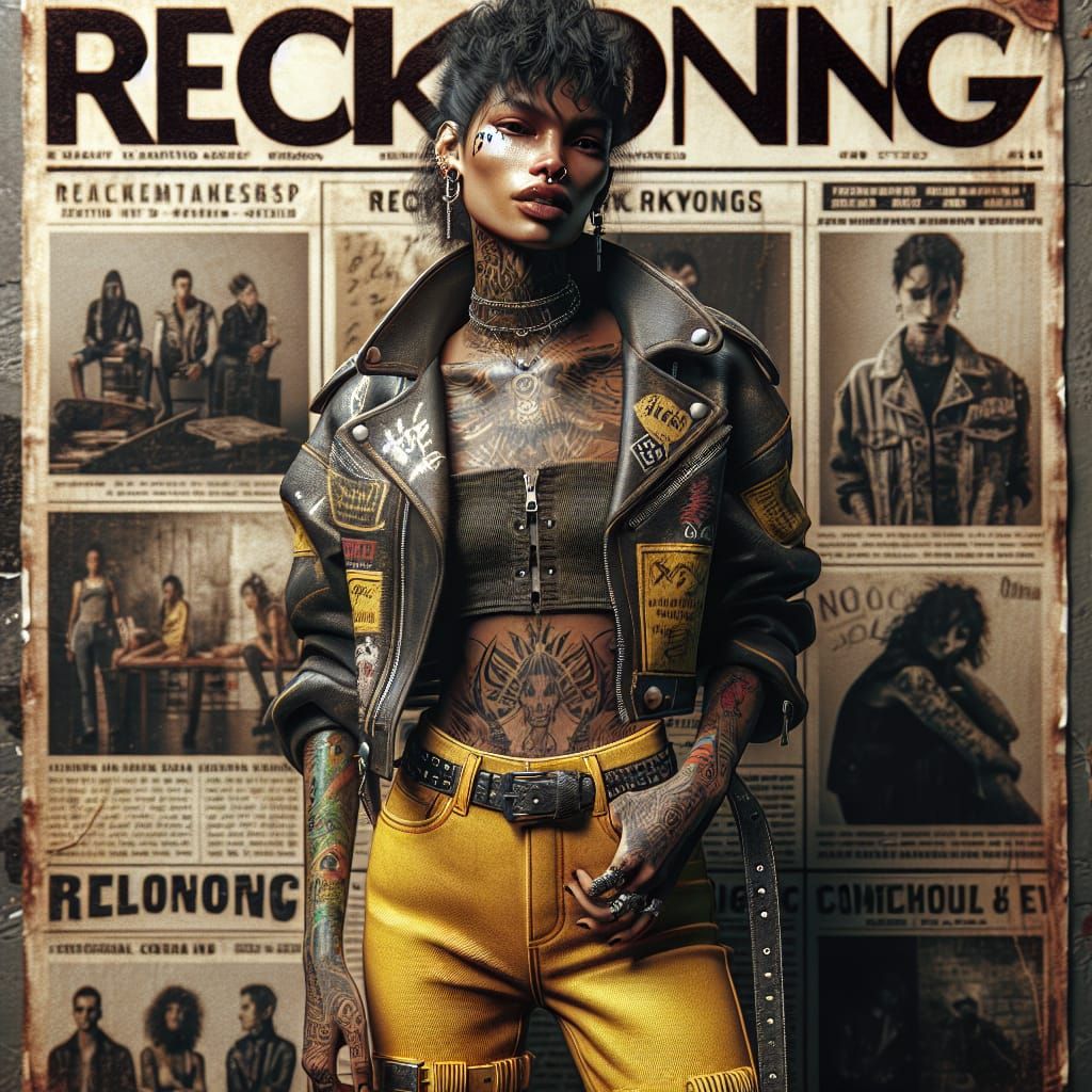 Magazine Cover: Punk Model in Graffiti Style