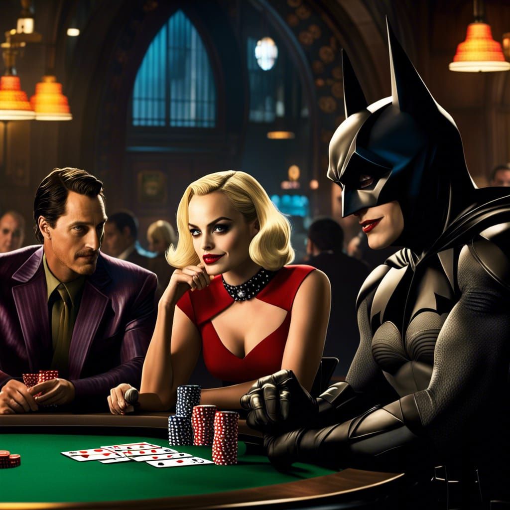 Harley Quinn and Batman Play Poker in Gotham
