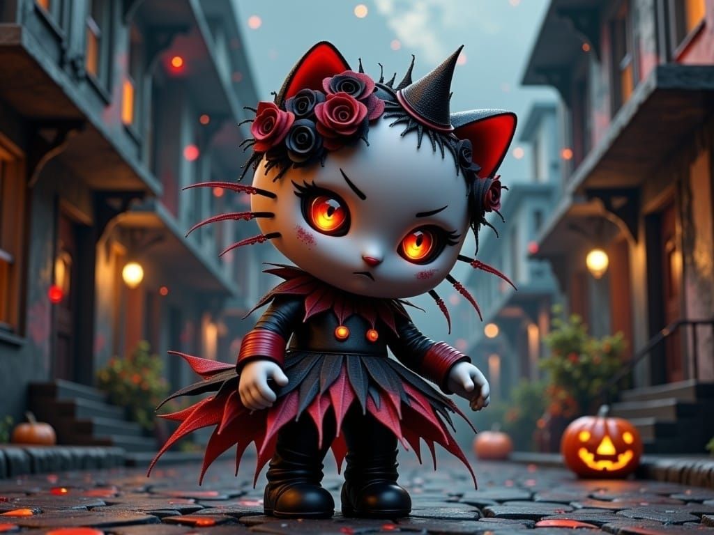 Gothic Boho Hello Kitty Vampiress in Hyperrealism