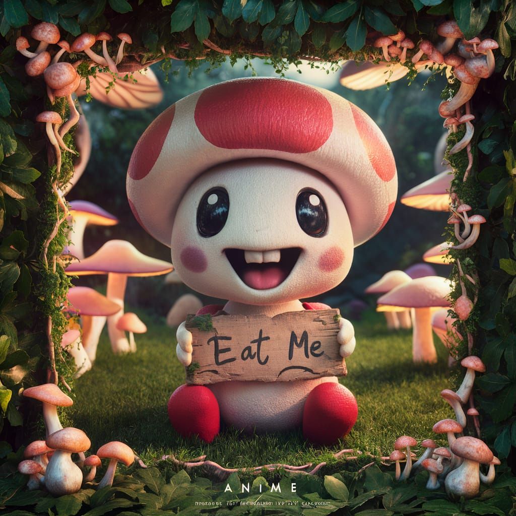 Charming Toadstool Character in Anime Style