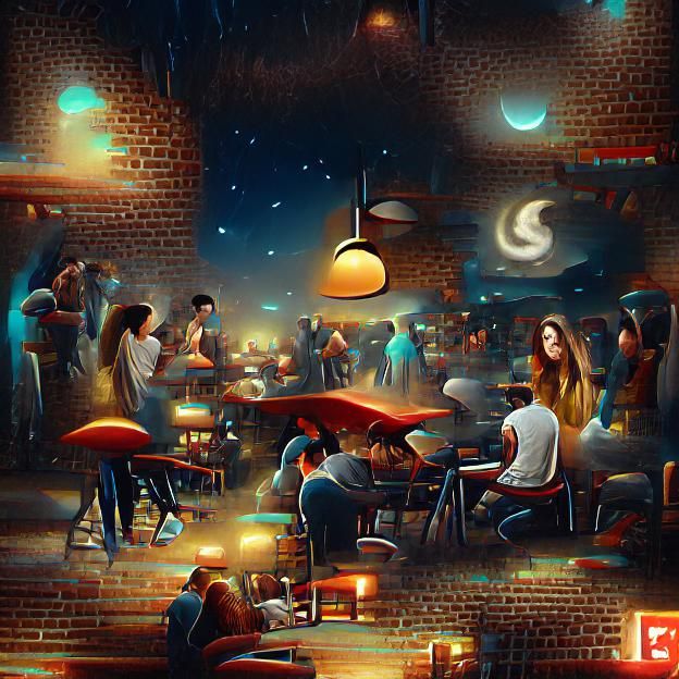 Busy night café