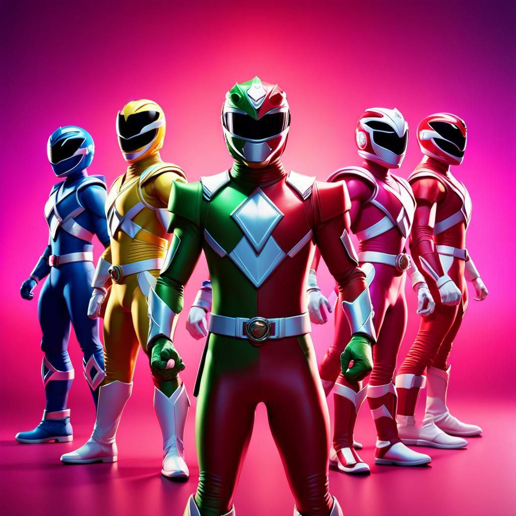 Power Ranger Team in Pixar-Inspired 3D Digital Art