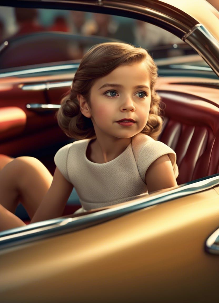 Girl in Corvette: 1950s Film Still