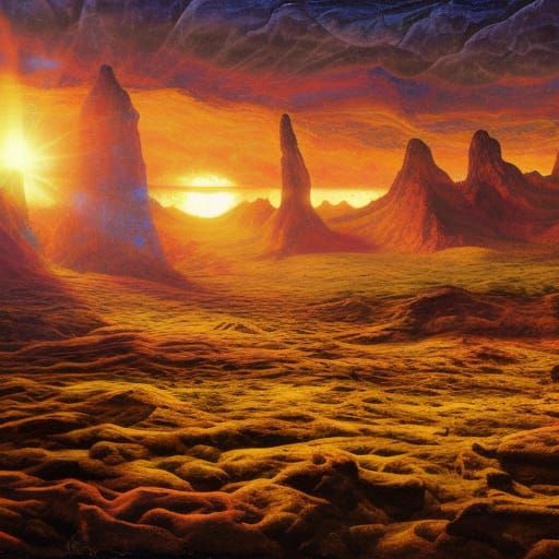 Post-Battle Valley Sunset: Oil Painting
