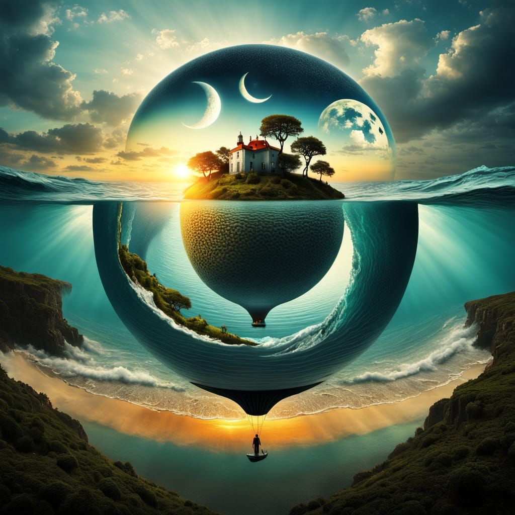 Surreal Beachside Dreamscape in Vibrant Colors