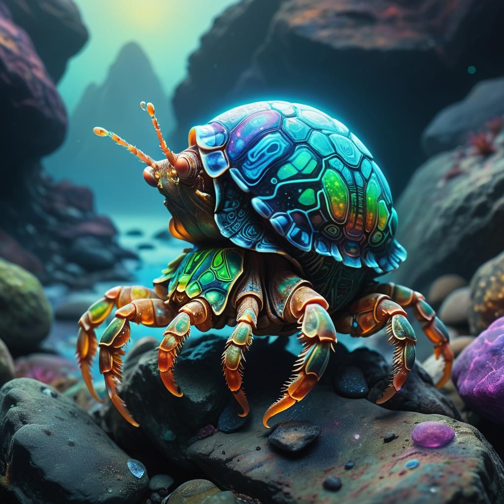 Bioluminescent Alien Creature in Art Nouveau Style