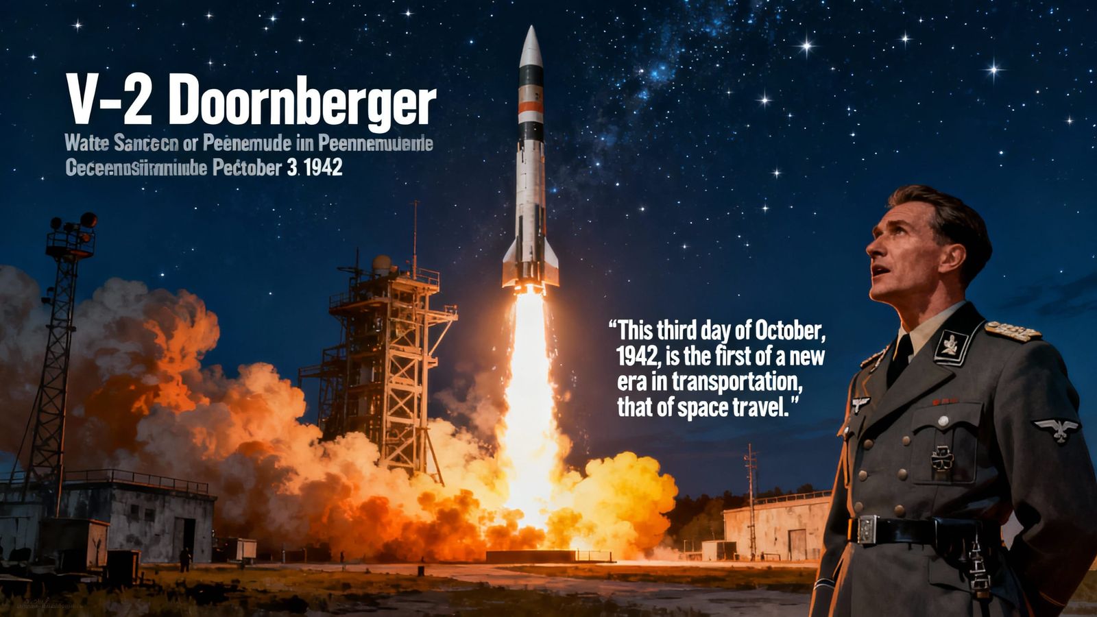 V-2 Rocket Launch At Night Over Peenemünde