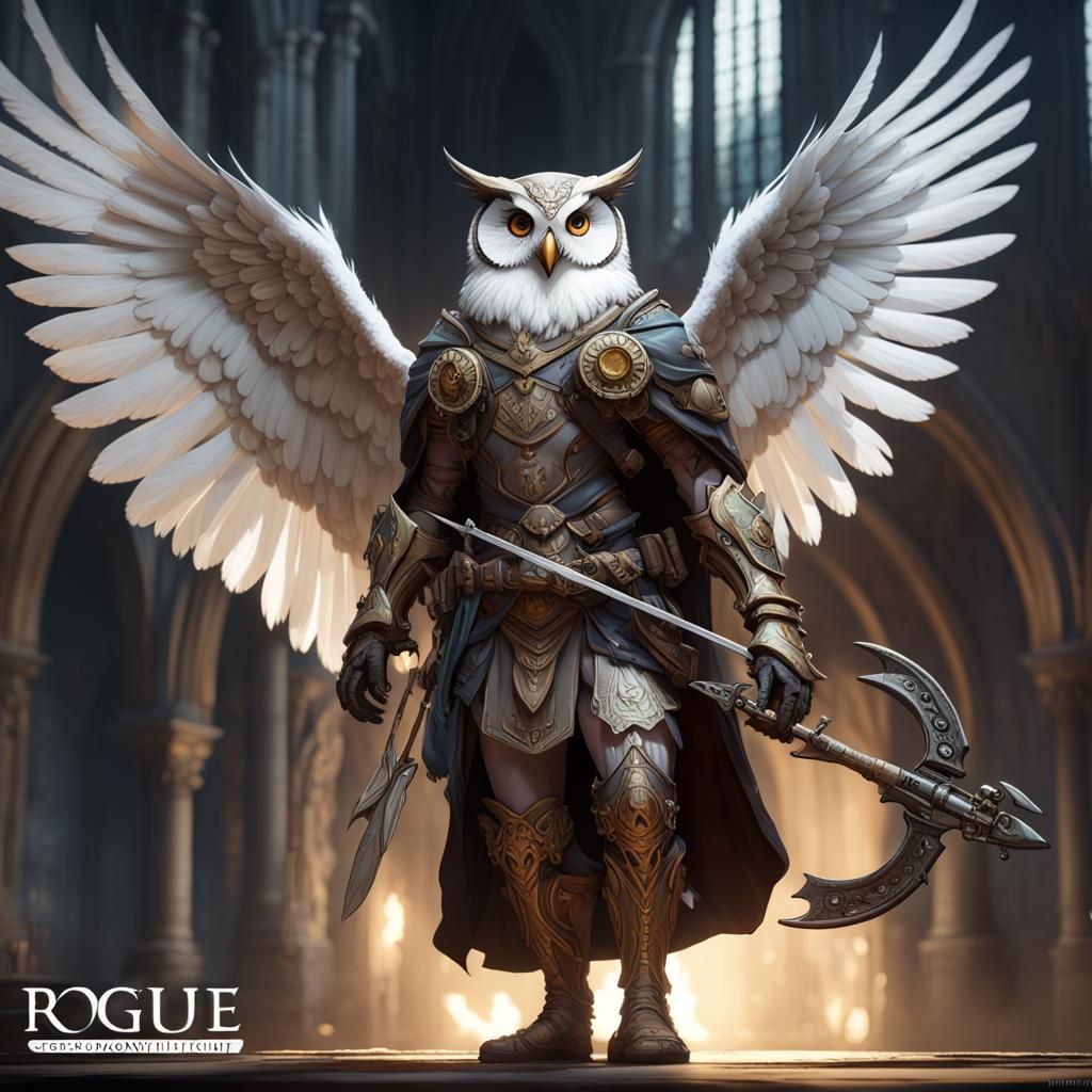 Owlin Rogue Scholar in Dark Fantasy Style