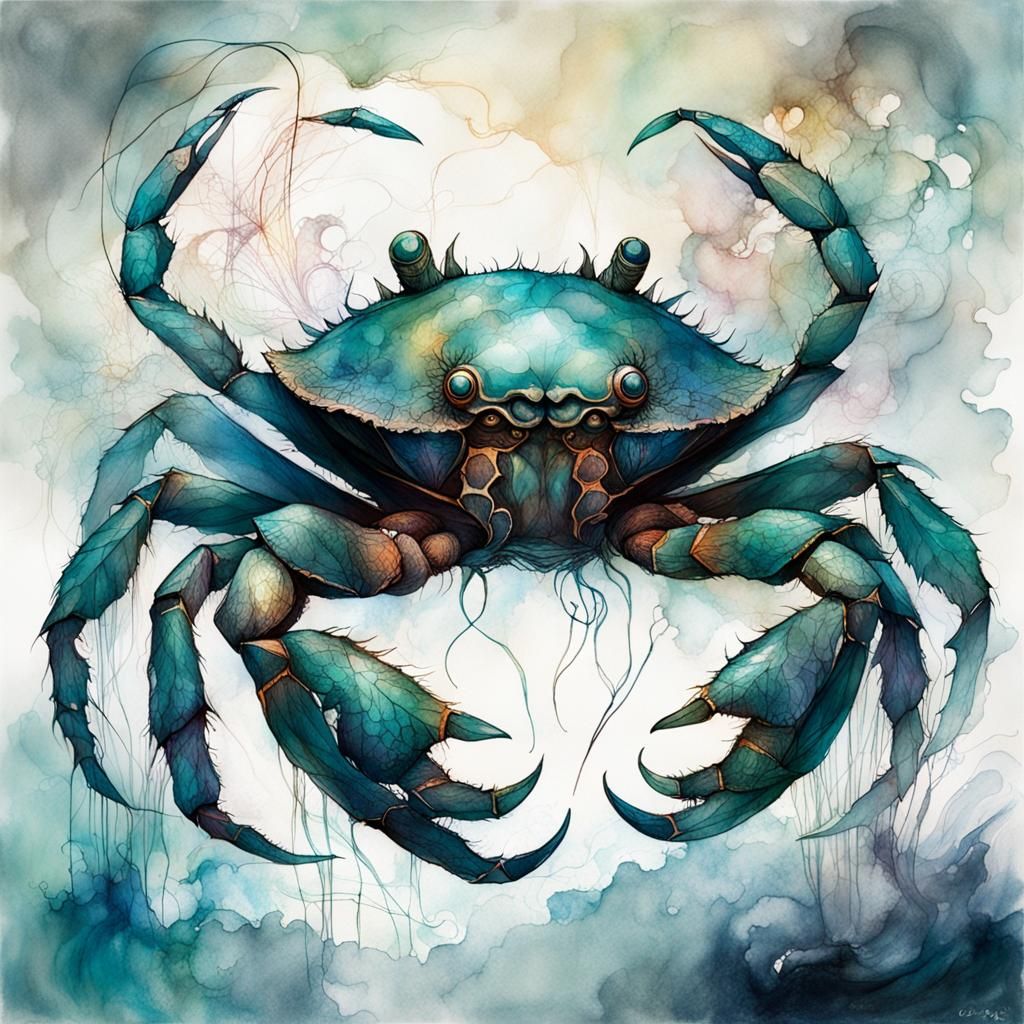 Iridescent Crab in Dark Fantasy Style