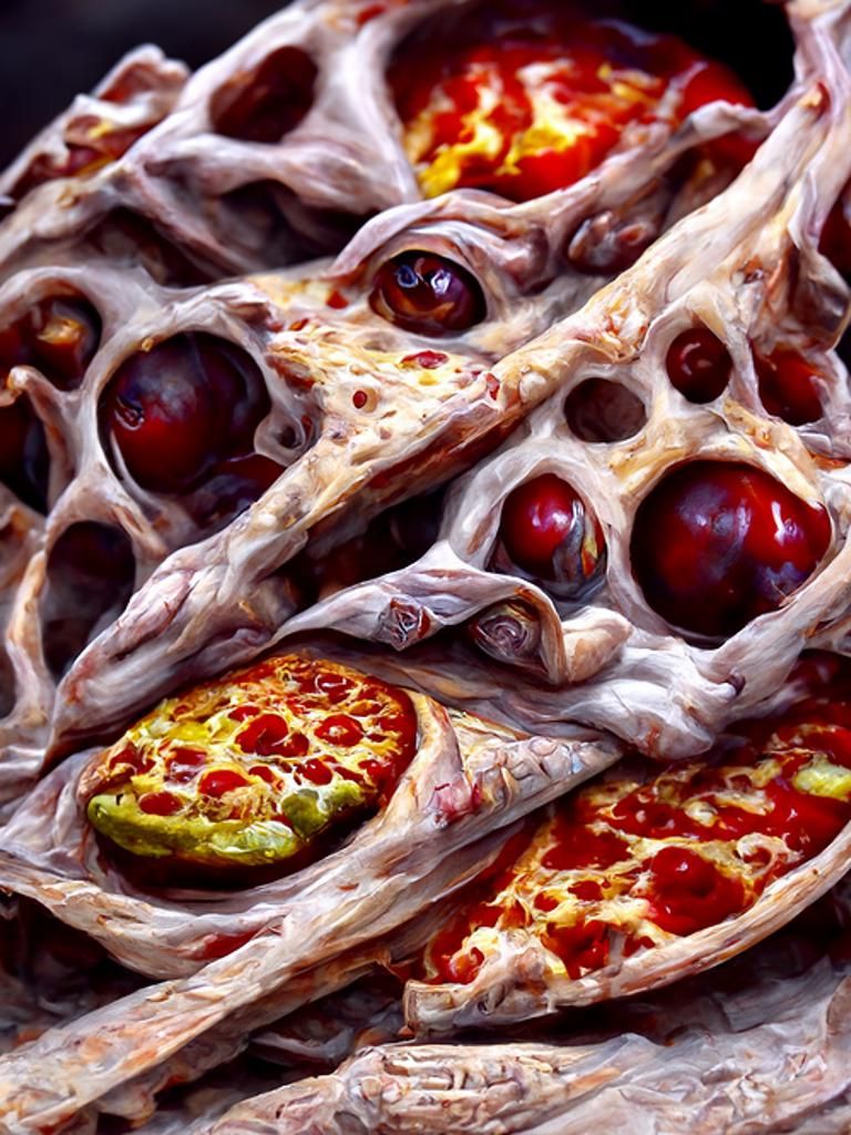 Hyper-Realistic Pizza Slice in Post-Apocalyptic Cityscape