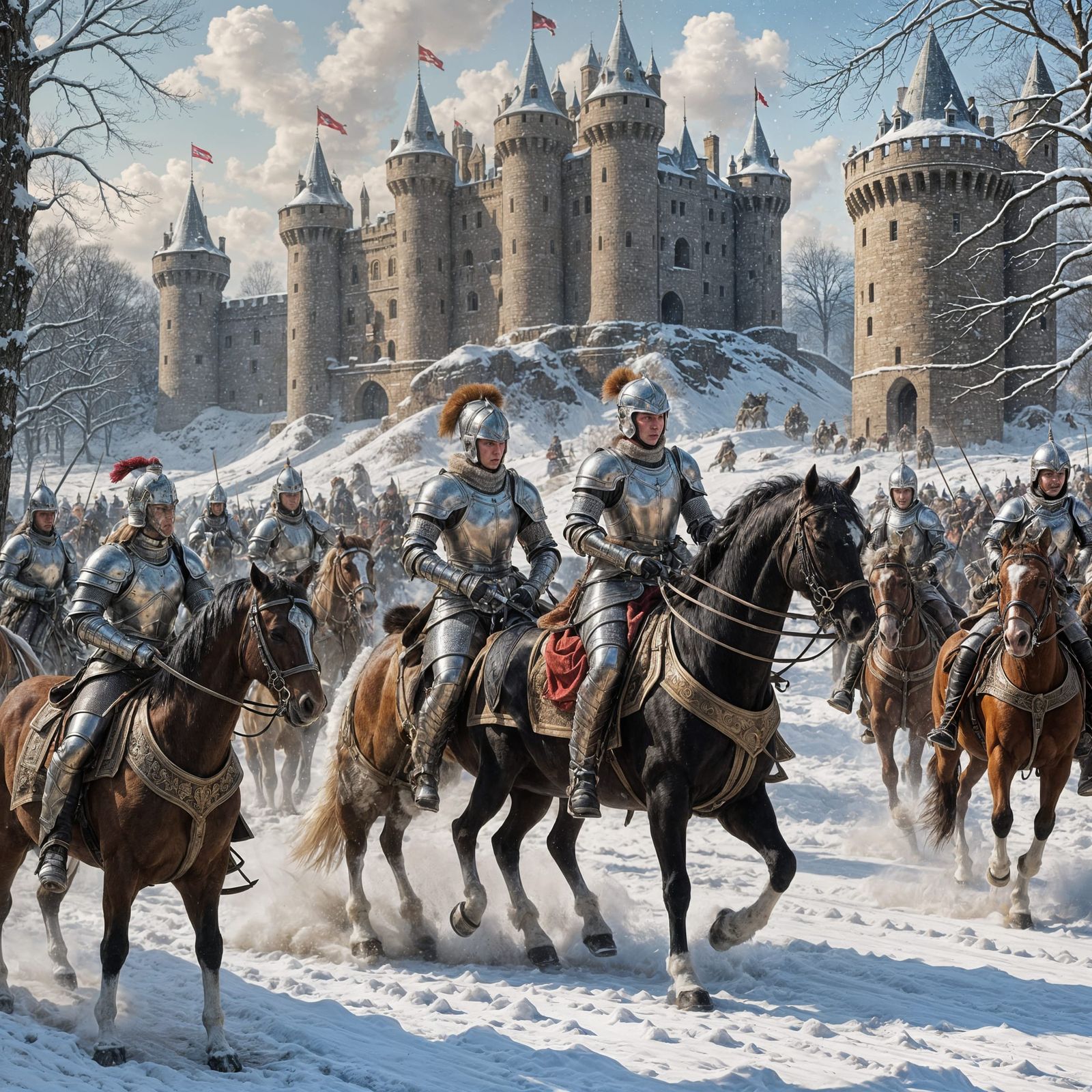 Medieval Knights Engage in Winter Joust for Lady's Hand in 1...