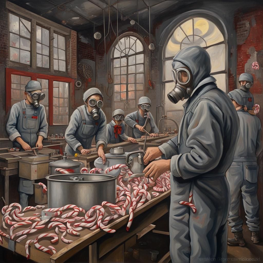 Gothic Steampunk Candy Factory with Children