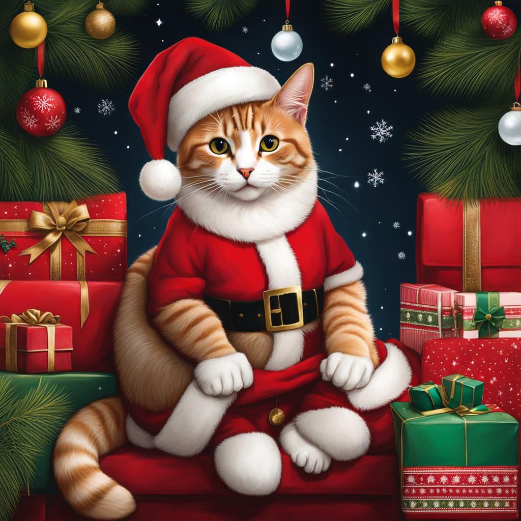 Cat as Santa Claus