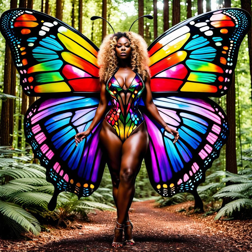 Radiant Rainbow Butterfly in Stained Glass Style