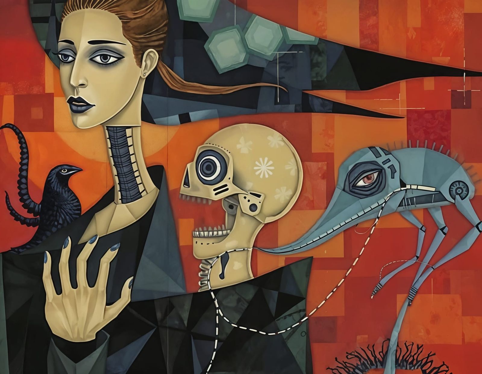 Surreal, Cubist Masterpiece of Dark Folk Art